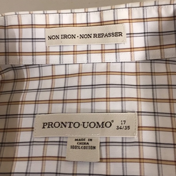 PRONTO-UOMO Men’s Dress Shirt Size 17 Neck 34/35 - Picture 8 of 10